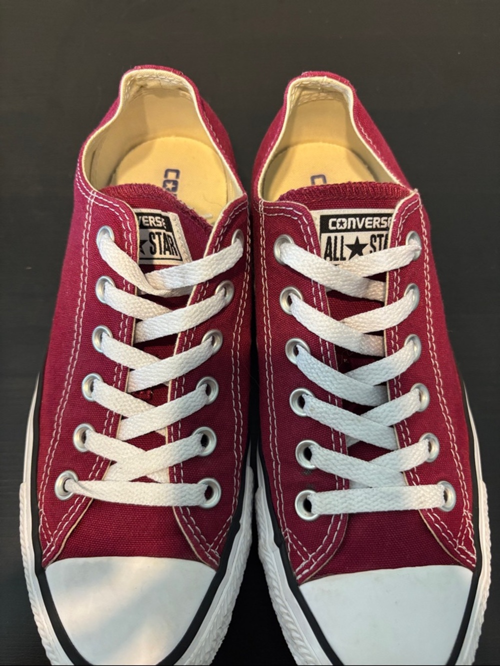 Converse Classic Chuck Taylor Maroon White Canvas Low Top Sneakers Size W8 M6 - Picture 4 of 7